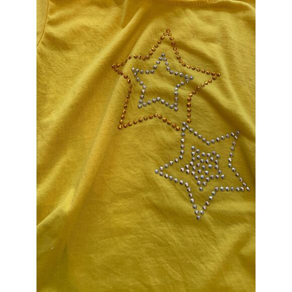 10/12 Sugah & Honey Girls Youth Yellow Tshirt Tunic Rouched Sides Star Detail - Picture 4 of 6